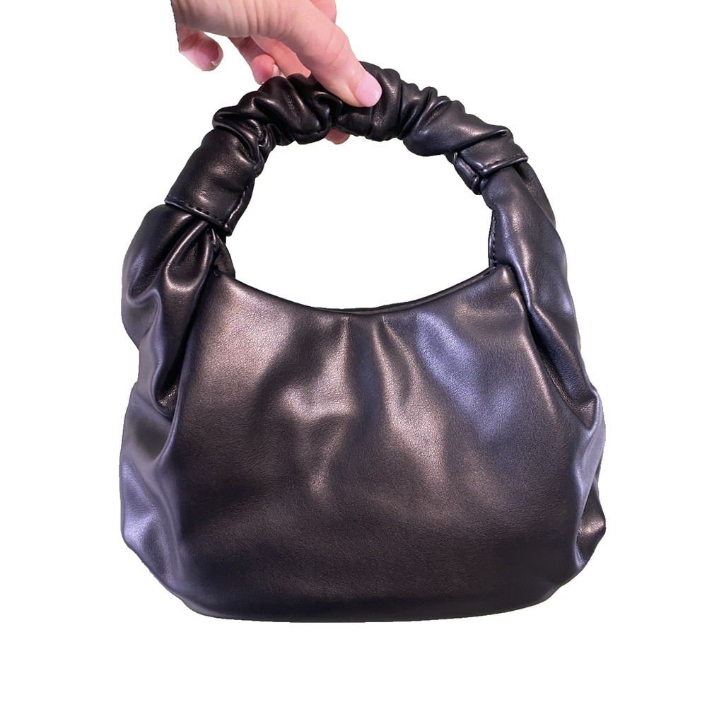 Hobo Pocketbook NEW Black Faux Leather Soft Top Handle Going Out Purse Tote Bag - Picture 4 of 10